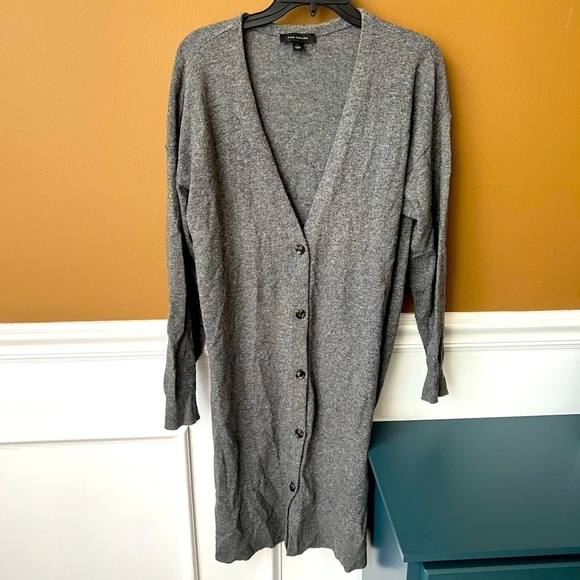 ANN TAYLOR Womens Wool Blend Long Cardigan Sweater Size Large Soft Academia - Picture 1 of 5